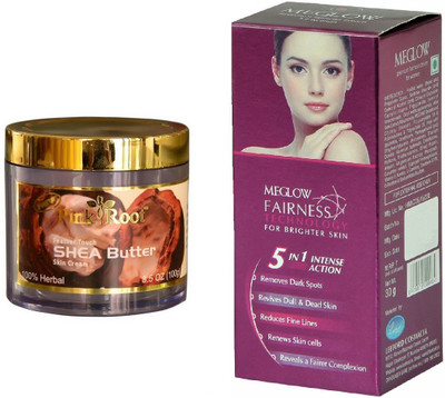 

Pink Root Shea Butter Skin Cream 100gm and Meglow Fairness 5in1 Intense Action(Set of 2)