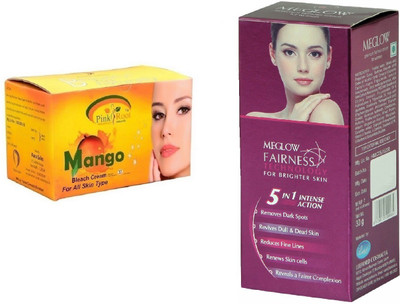 

Pink Root Mango Bleach 250g and Meglow Fairness 5in1 Intense Action(Set of 2)