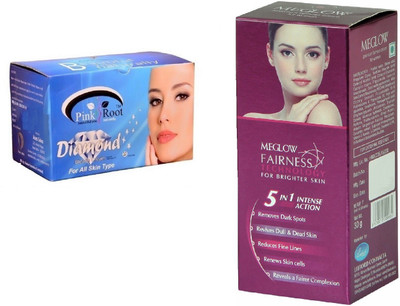

Pink Root Diamond Bleach 250g and Meglow Fairness 5in1 Intense Action(Set of 2)