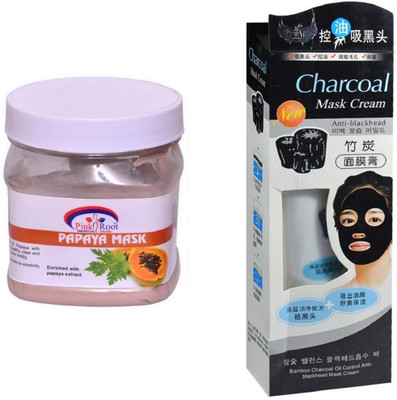 

Pink Root Papaya Mask 500ml, Charcoal Mask Cream Anti-blackhead(Set of 2)