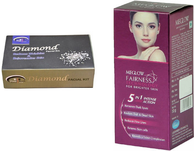 

Pink Root Diamond Facial Kit 83gm and Meglow Fairness 5in1 Intense Action(Set of 2)