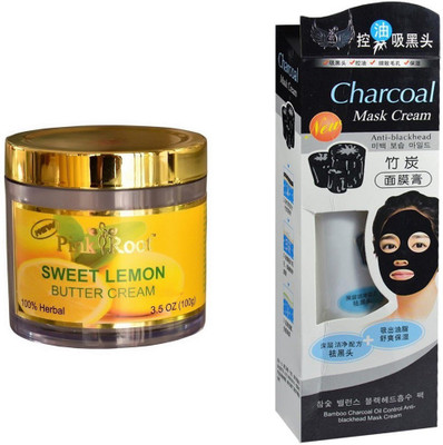 

Pink Root Sweet Lemon Butter Cream 100gm, Charcoal Mask Cream Anti-blackhead(Set of 2)