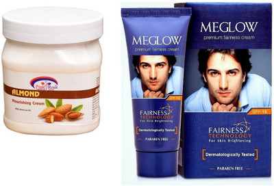 

Pink Root Almond Nourishing Cream 500ml and Meglow Premium Fairness Cream SPF-15(Set of 2)