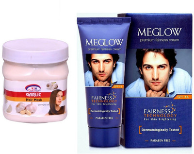 

Pink Root Garlic Hair Mask 500ml and Meglow Premium Fairness Cream SPF-15(Set of 2)