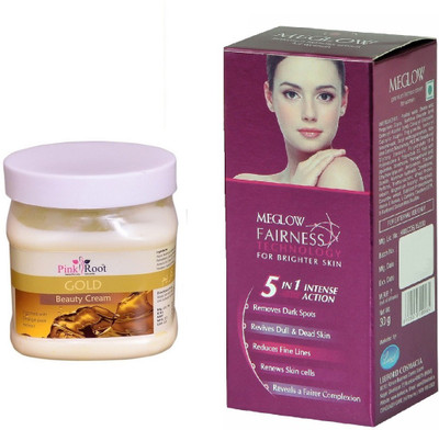 

Pink Root Gold Beauty Cream 500ml and Meglow Fairness 5in1 Intense Action(Set of 2)