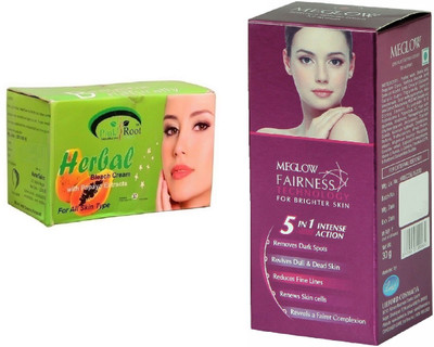 Pink Root Herbal Bleach 250g and Meglow Fairness 5in1 Intense Action(Set of 2)