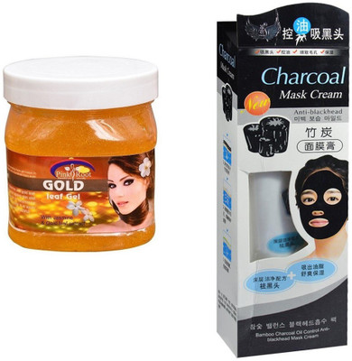 

Pink Root Gold Leaf Gel 500ml, Charcoal Mask Cream Anti-blackhead(Set of 2)