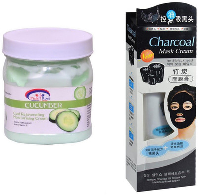 

Pink Root Cucumber Cream 500ml, Charcoal Mask Cream Anti-blackhead(Set of 2)
