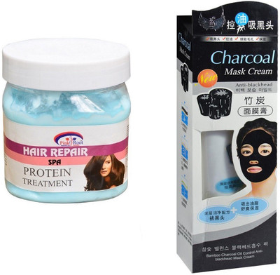 

Pink Root Hair Repair Spa 500ml, Charcoal Mask Cream Anti-blackhead(Set of 2)