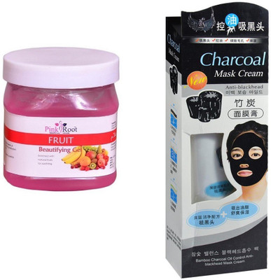

Pink Root Fruit Gel 500ml, Charcoal Mask Cream Anti-blackhead(Set of 2)