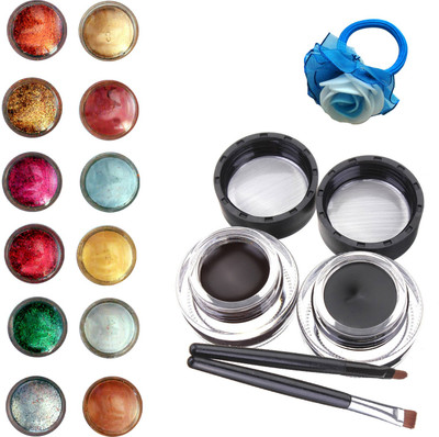 

Vozwa Face and Eye Shimmer Powder, Glitter Powder, Music Flower Long Wear Gel Eyeliner Smudge Proof & Waterproof (Black And Brown ) With 2 Expert Eyeliner Brushes 6 g and Band (pack of 14)(Set of 14)