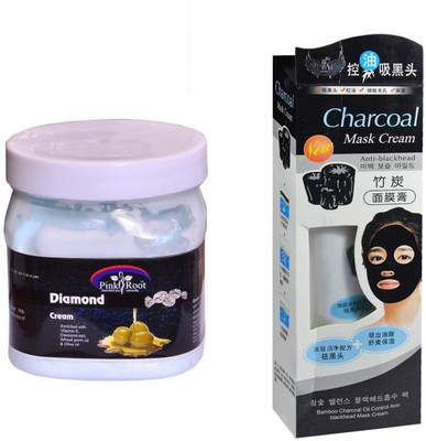 

Pink Root Diamond Cream 500ml, Charcoal Mask Cream Anti-blackhead(Set of 2)