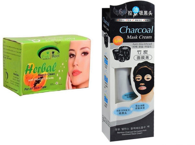 

Pink Root Herbal Bleach 250g, Charcoal Mask Cream Anti-blackhead(Set of 2)