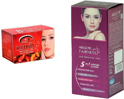 

Pink Root Mix Fruit Bleach 250g and Meglow Fairness 5in1 Intense Action(Set of 2)