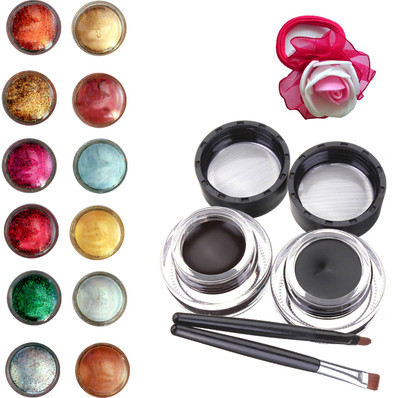 

Vozwa Face and Eye Shimmer Powder, Glitter Powder, Music Flower Long Wear Gel Eyeliner Smudge Proof & Waterproof (Black And Brown ) With 2 Expert Eyeliner Brushes 6 g and Band (pack of 14)(Set of 14)