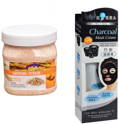 

Pink Root Sandal Scrub 500ml, Charcoal Mask Cream Anti-blackhead(Set of 2)
