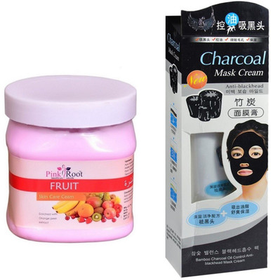 

Pink Root Fruit Cream 500ml, Charcoal Mask Cream Anti-blackhead(Set of 2)