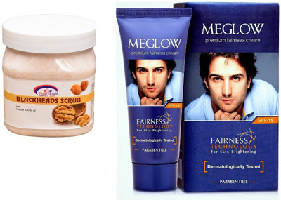 

Pink Root Bleackheads Scrub 500ml and Meglow Premium Fairness Cream SPF-15(Set of 2)