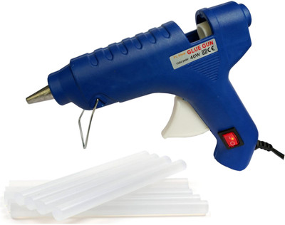 

glun POLYMELT BLUE 40W 40 WATT HOT MELT GLUE GUN WITH ON OFF SWITCH INDICATOR AND FREE 8 TRANSPARENT STICKS Standard Temperature Corded Glue Gun(11 mm)