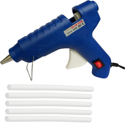 

glun POLYMELT BLUE 40W 40 WATT HOT MELT GLUE GUN WITH ON OFF SWITCH INDICATOR AND FREE 5 MILKY WHITE STICKS Standard Temperature Corded Glue Gun(11 mm)