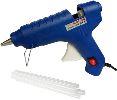 

glun POLYMELT BLUE 40W 40 WATT HOT MELT GLUE GUN WITH ON OFF SWITCH INDICATOR AND FREE 5 TRANSPARENT STICKS Standard Temperature Corded Glue Gun(11 mm)
