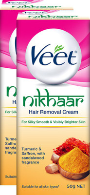 Veet Nikhaar Hair Removal 50g pack of 2 Cream(100 g, Set of 2)