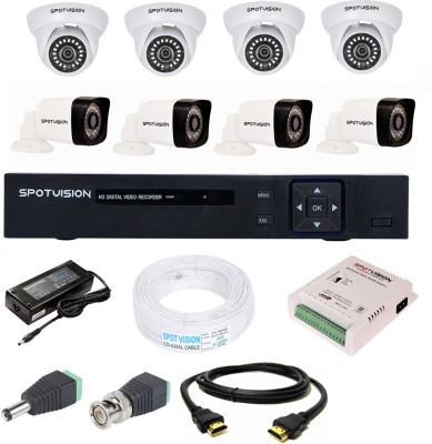 Spotvision 8 Channal HD 1080p DVR 1Pcs,Bullet Camera 2.4 MP Weather Proof 4Pcs,Dome Camera 2.4MP 4Pcs, Security Camera(8 Channel)