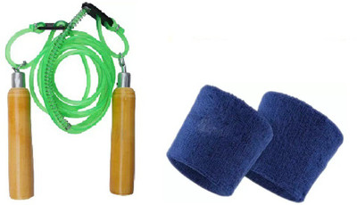 

Monika Sports wooden skipping rope + sweat band for exercise Home Gym Kit