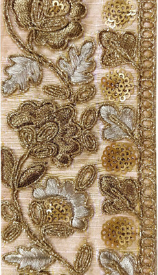 

Sofias L- 99a2 Fashion DIY Beige and Gold embroidered Lace with Sequins - 2 Meters Make your own "Designer Wear" DIY - Do It Yourself ! Lace Reel(Pack of 1)