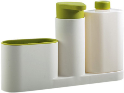 

MadSan 3 Section Sink Organizer For Bathroom And Kitchen, Sink Tidy Set Household Items - 2 Containers And A Sponge Brush Holder 300 ml Gel, Lotion, Foam Dispenser