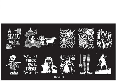 

Imported XL Rectangule Stamping Image Plate For Nail Art Skull Halloween Indian Festival(Silver)