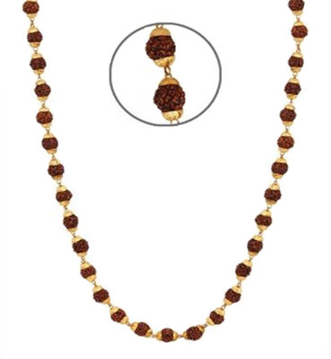 Kesar Zems Rudraksha Mala With Golden Plated Cap - For Jaap - For Gift as a sign Of Goodness Plastic Chain