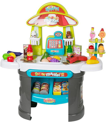 

Grab Offers Luxury Super Market Grocery Store For Little Kids Shopping With Working Scanner Realistic Playset 61 Pcs.
