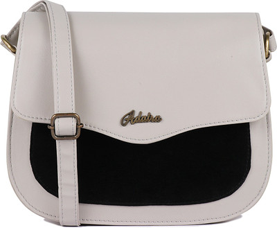 

ADAIRA Girls White, Black Leatherette Sling Bag, Black;white