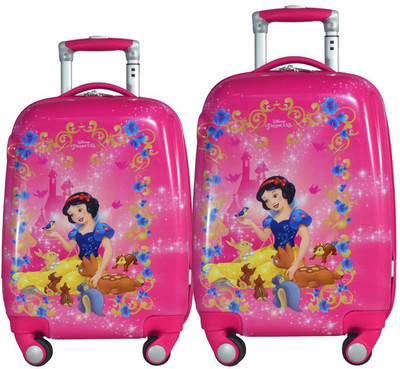 

Texas USA set of 2 bags 18 inches and  inches PRINCESS1 Printed Polycarbonate 4 wheel Kids Trolley Bag Expandable Cabin Luggage -  inch(Pink
