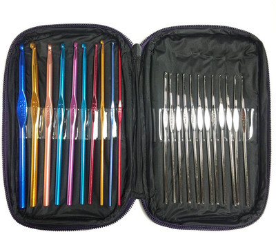 

House of Quirk 22 Colorful Aluminum Knitting Knit Crochet Hooks Needles Tailor Chalk(Pack of 22)