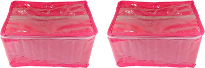

Addyz Pack of 2 Pieces Transparent 10 Pouches in Quilted Non Woven Make up Vanity Jewellery Vanity Box(Pink)
