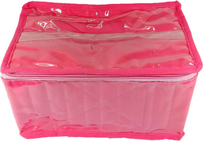 

Addyz Transparent 10 Pouches in Quilted Non Woven Make up Vanity Jewellery Vanity Box(Pink)