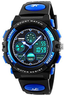 

Skmei Blue24423 Kids Outdoor Sports Children's Waterproof Wrist Dress Watch With LED Digital Alarm Stopwatch Lightweight Silicone for Boy Girl (Blue) Watch - For Men