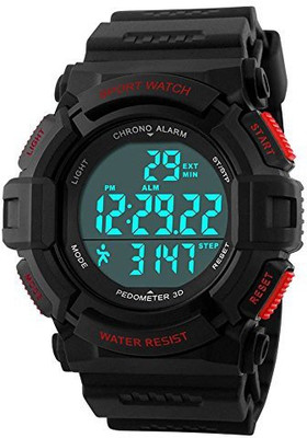 Gosasa Black3660 Gosasa Sports Waterproof Digital Fitness Watch Pedometer Multifunction Men's Wristwatches Red Watch - For Men