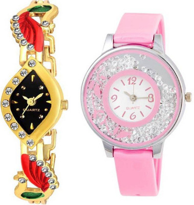 

HN Enterprise Combo2-189-PINK-MOR-GOLD2804 Watch - For Women