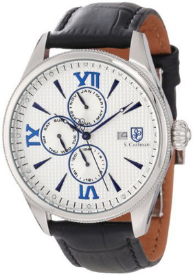 

S Coifman Silver8583 S. Coifman Men's SC0167 Silver Textured Dial Black Leather Watch Watch - For Men