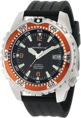 

Momentum Orange2541 Momentum Men's 1M-DV06O8B M1 Deep 6 Orange Bezel Black Ribbed Rubber Watch Watch - For Men
