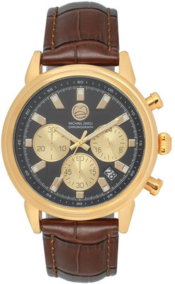 

Michael Zweig Black24621 Michael Zweig "IVth Dimension " Genuine Leather Chronograph Mens Watch Watch - For Men