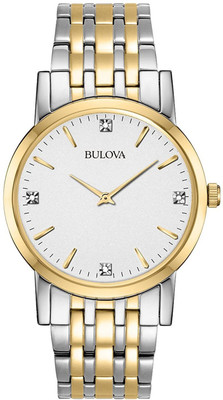 

Bulova white4662 Bulova Men's Two Tone Stainless Steel Silver Tone Dial Diamonds Link Bracelet Watch - For Men