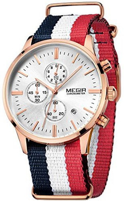 

findtime White17799 Men Women Fashion Canvas Rose Gold Dress Analog Quartz Watches Chronograph Waterproof Watch - For Men & Women