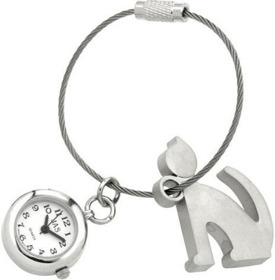 

JAS white11349 JAS Unisex Novelty Belt Fob/Keychain Watch SILHOUETTE CAT Watch - For Men & Women