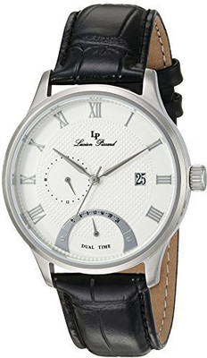 

Lucien Piccard silver21660 Lucien Piccard Men's 'Volos' Quartz Stainless Steel and Black Leather Casual Watch (Model: LP-10339-02S) Watch - For Men