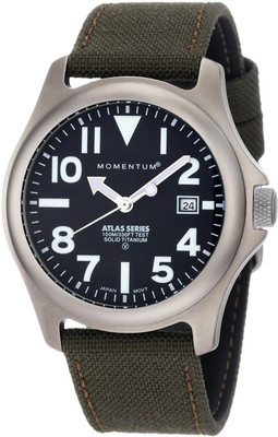 

Momentum Black 1407 Momentum Men's 1M-SP00B6G "Atlas" Titanium Watch with Brown Canvas Band Watch - For Men
