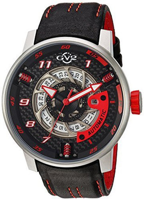 

GV2 by Gevril black20574 GV2 by Gevril Motorcycle Sport Mens Swiss Automatic Black Leather Strap Watch, (Model: 1300) Watch - For Men